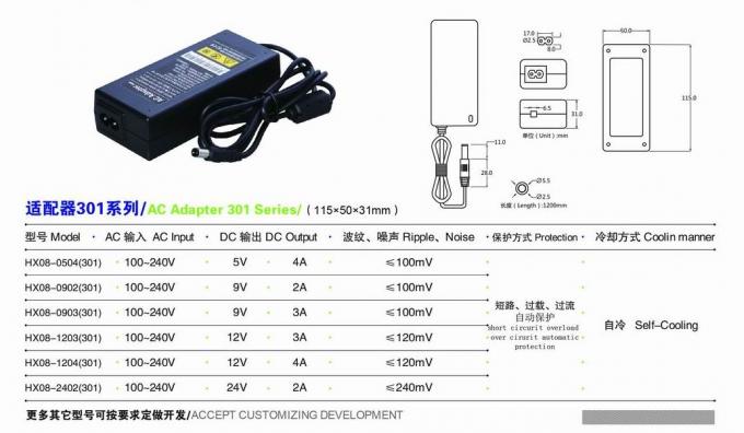 adaptateur d'alimentation d'énergie de télévision en circuit fermé de l'alimentation d'énergie de 12V 3AMP 115*47*32mm avec la corde de courant alternatif 0