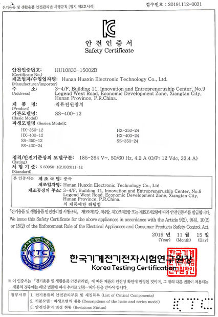 Chine Hunan Huaxin Electronic Technology Co., Ltd. certifications